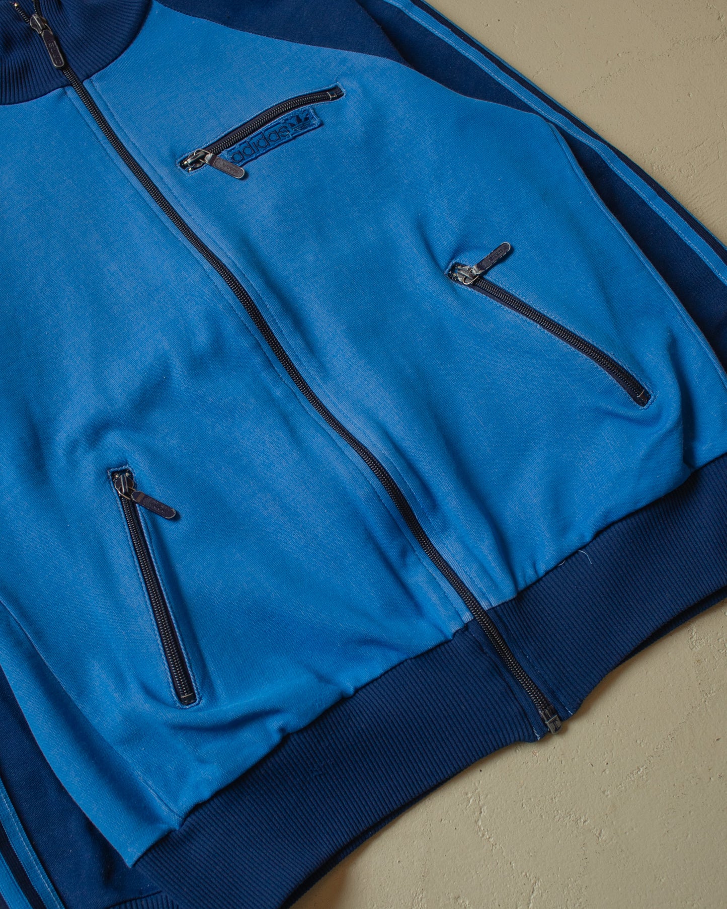 1980s Adidas Two Tone Track Jacket blue - S/M