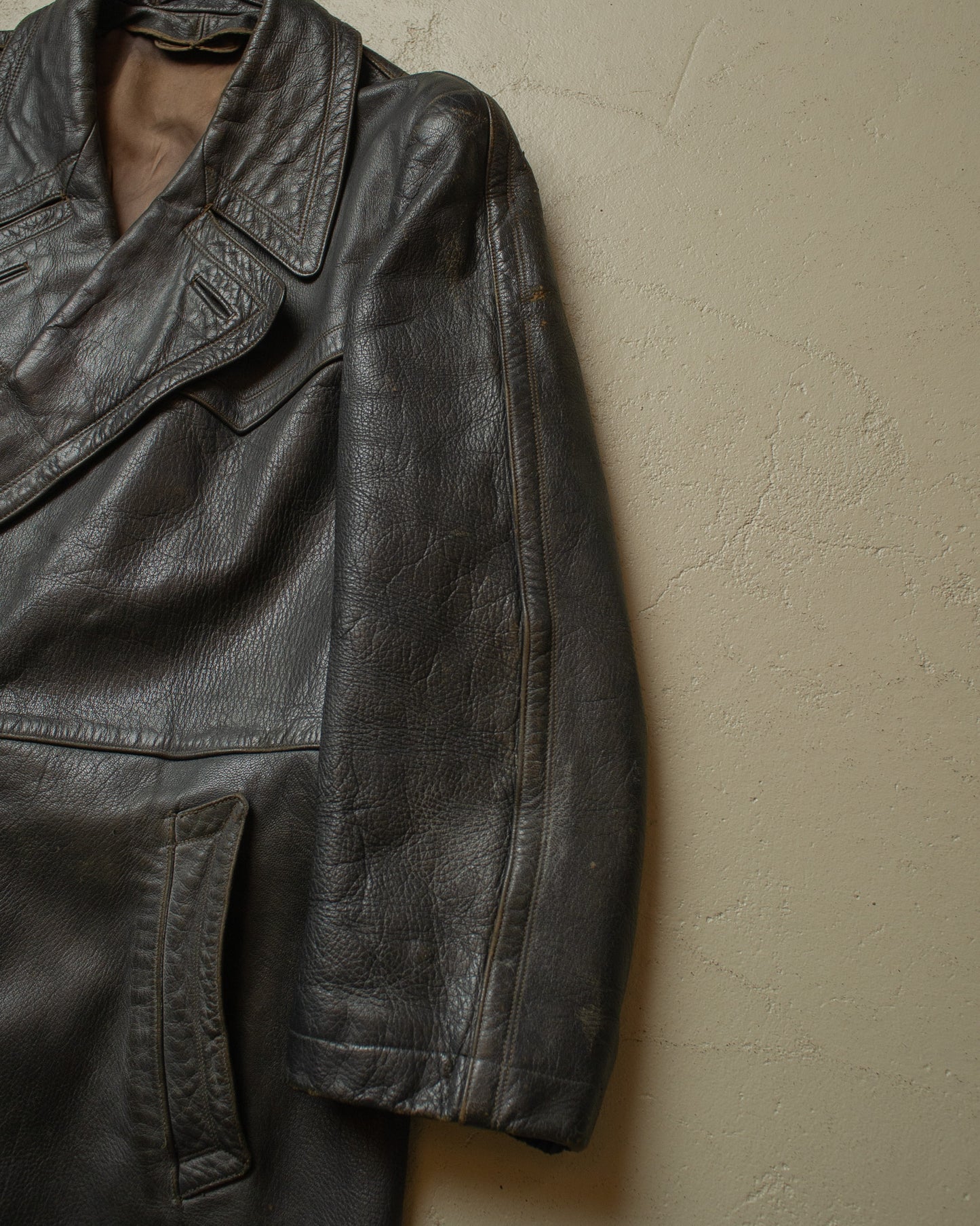 1950s Leather Coat black - M