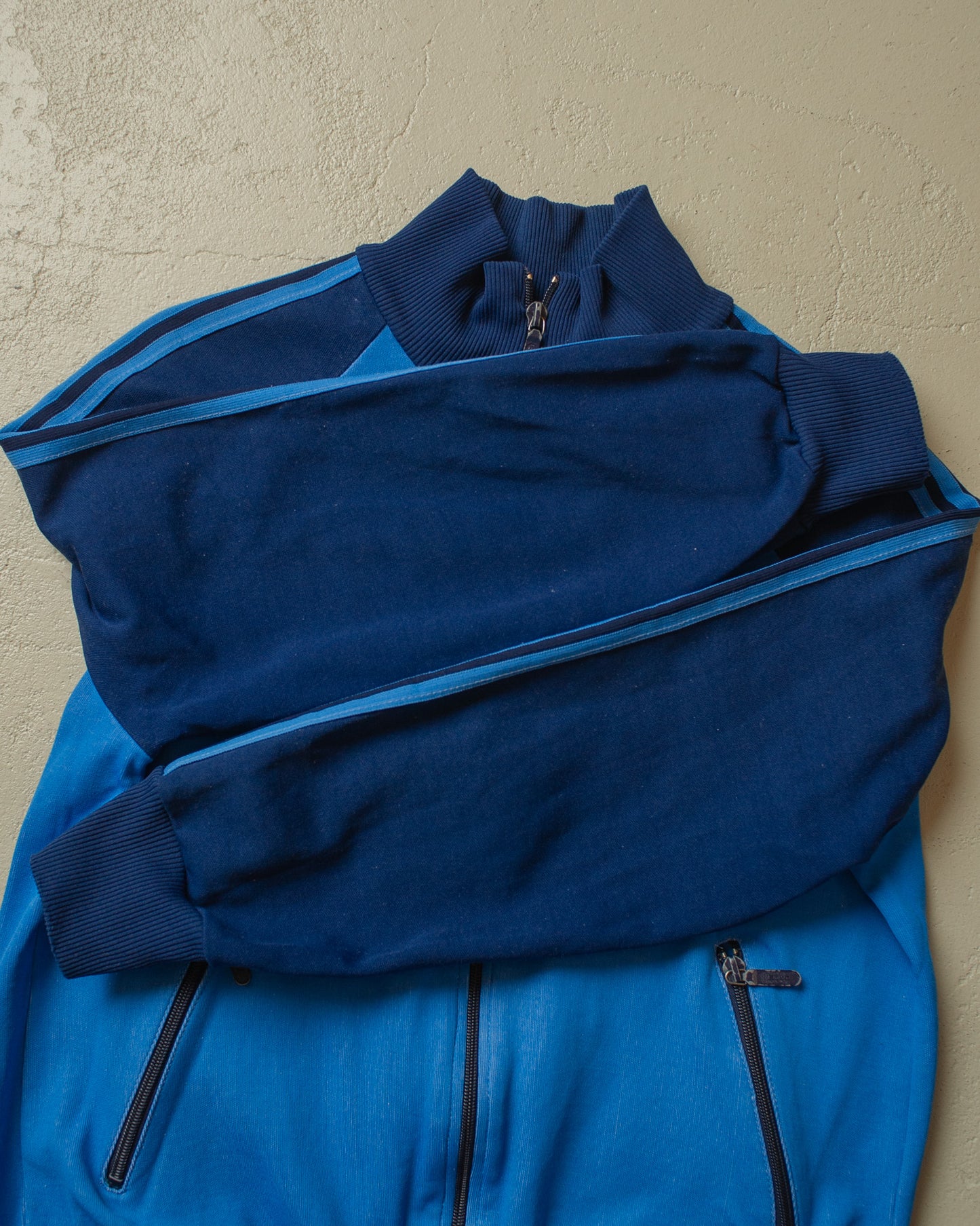 1980s Adidas Two Tone Track Jacket blue - S/M
