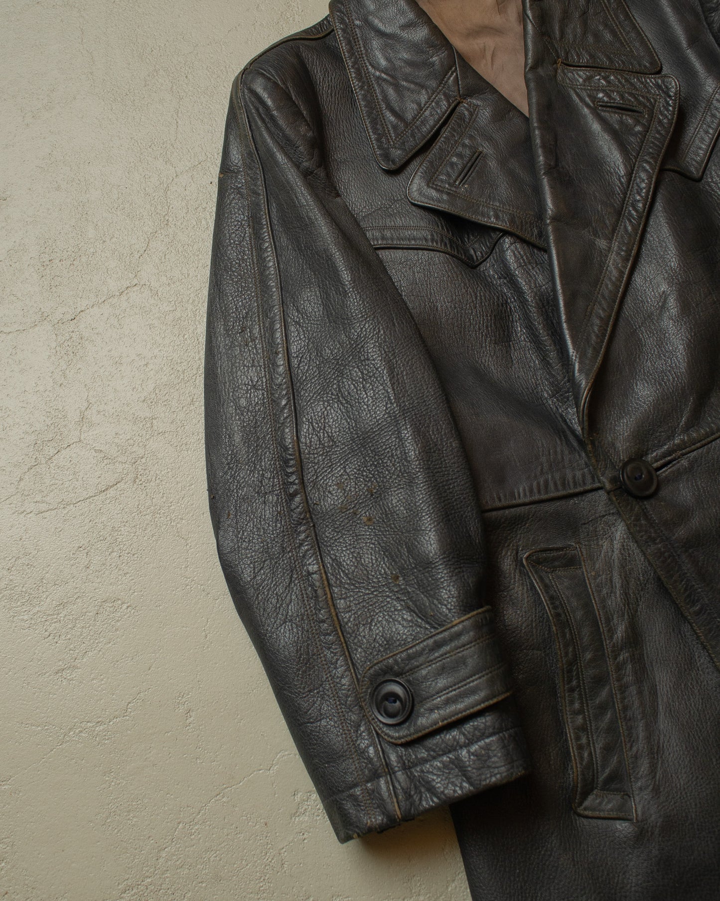 1950s Leather Coat black - M