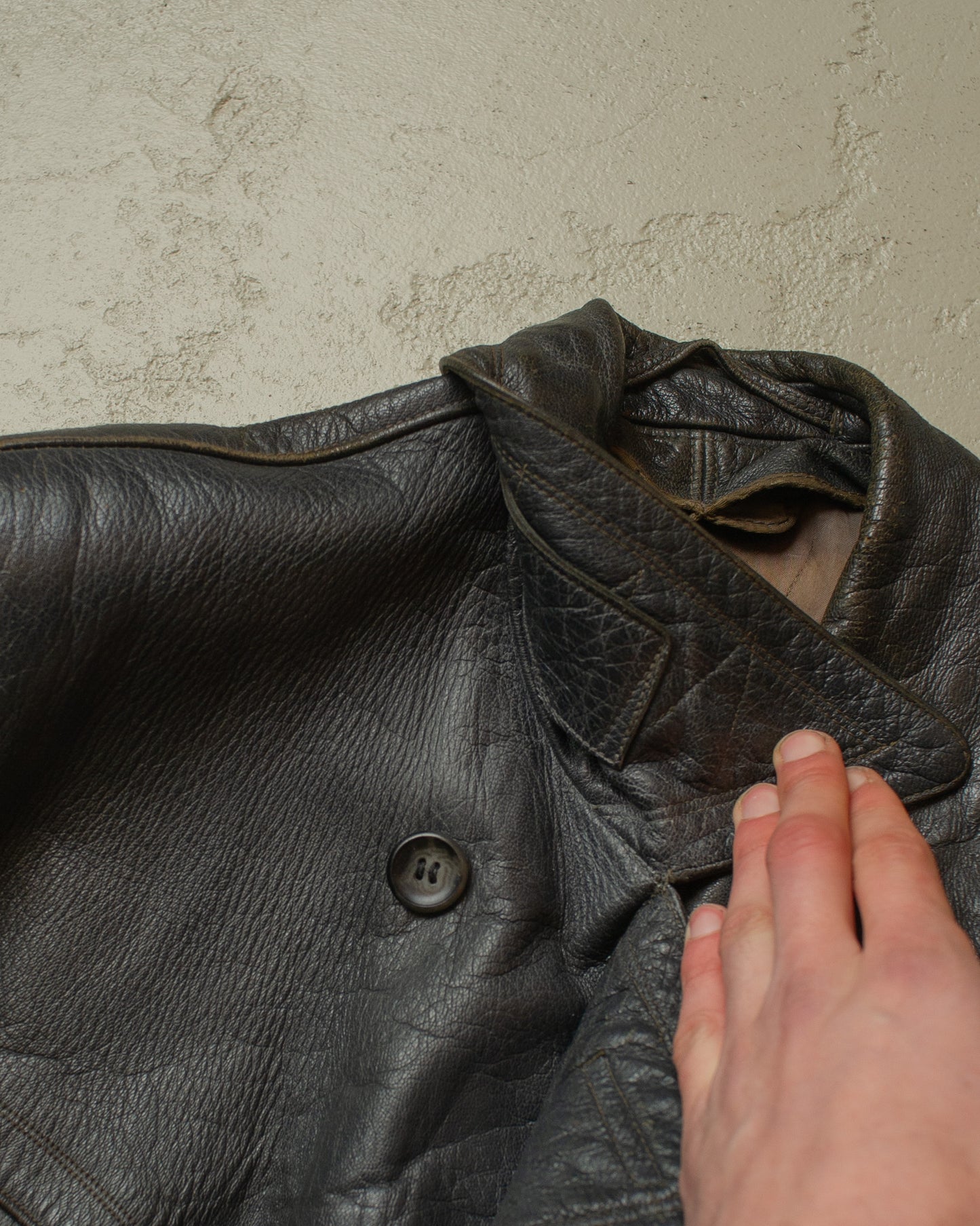1950s Leather Coat black - M