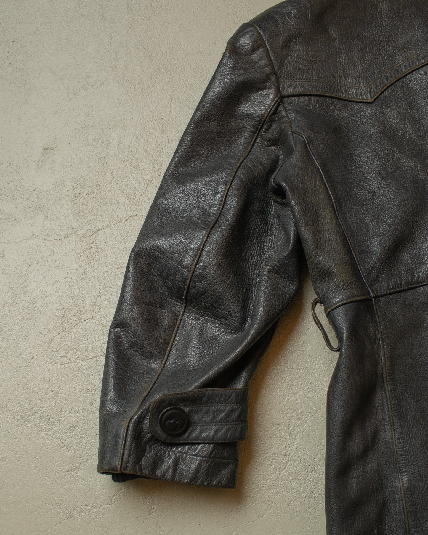 1950s Leather Coat black - M
