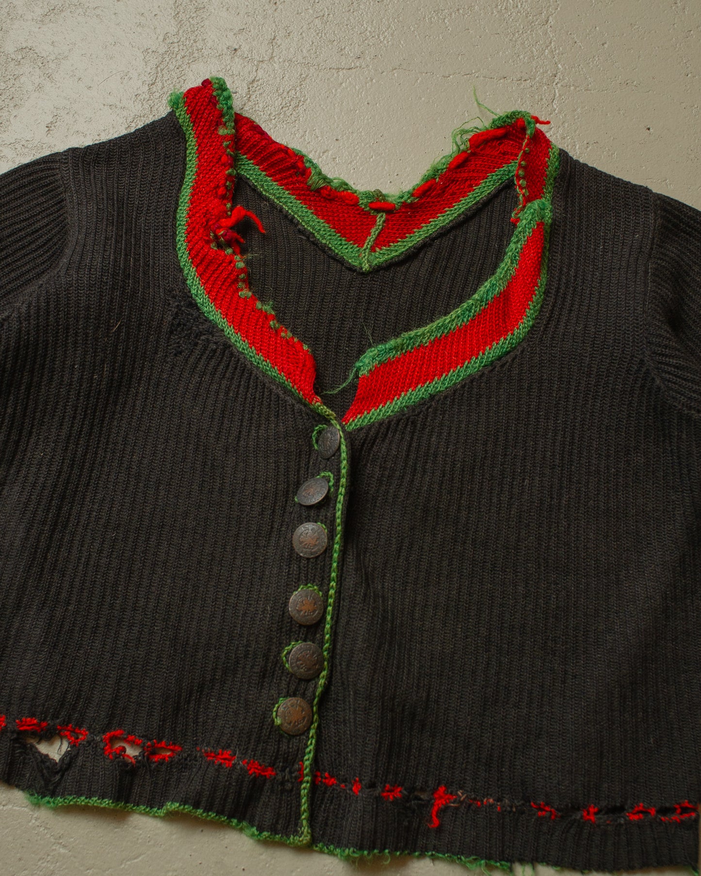 1920s/30s Womens Berchtesgaden Short Sleeve Knit Jacket black - S/M