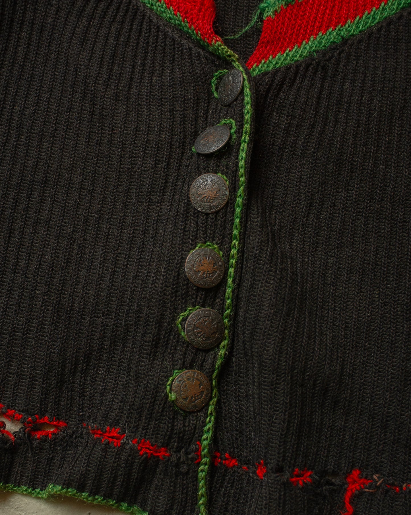 1920s/30s Womens Berchtesgaden Short Sleeve Knit Jacket black - S/M