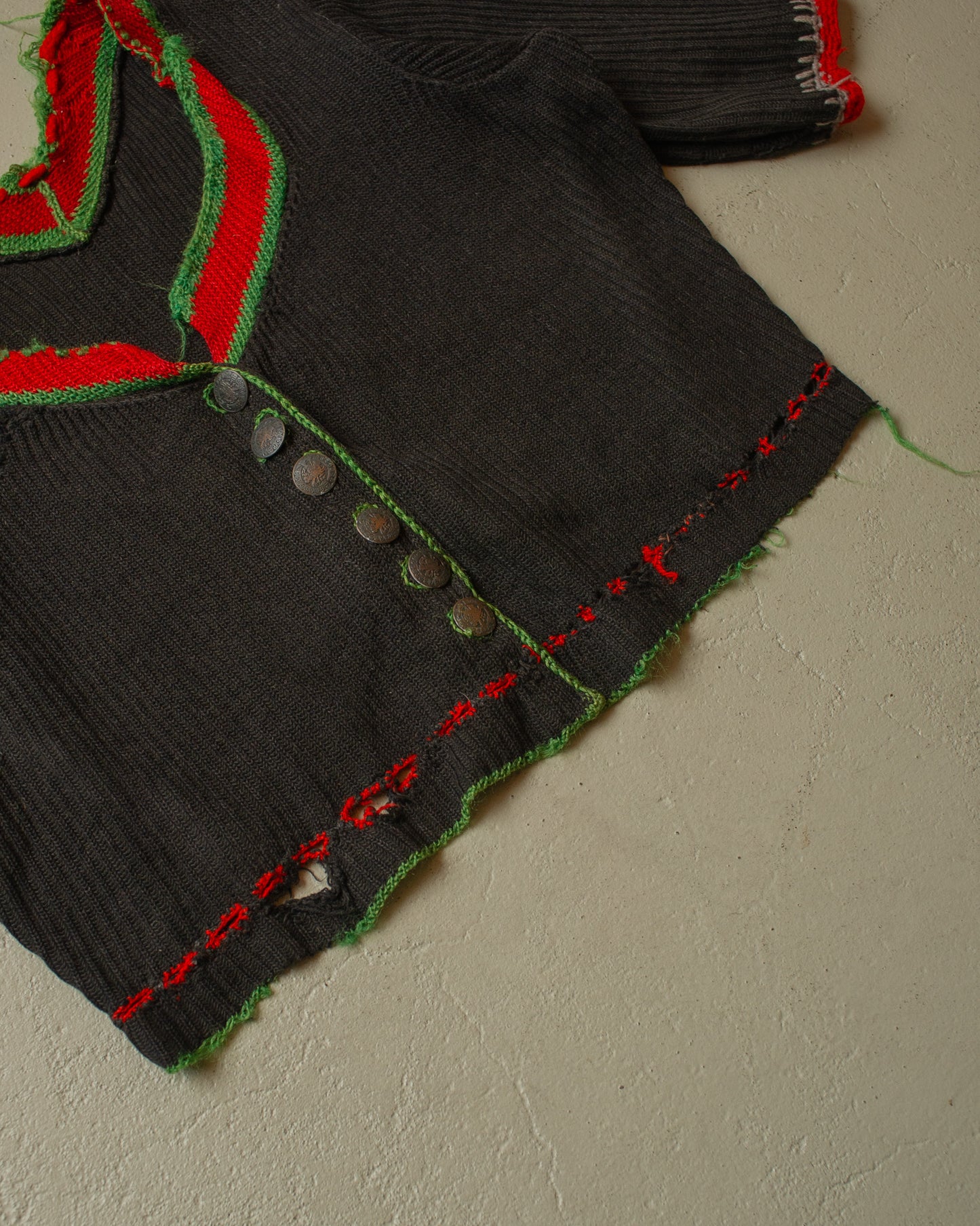 1920s/30s Womens Berchtesgaden Short Sleeve Knit Jacket black - S/M