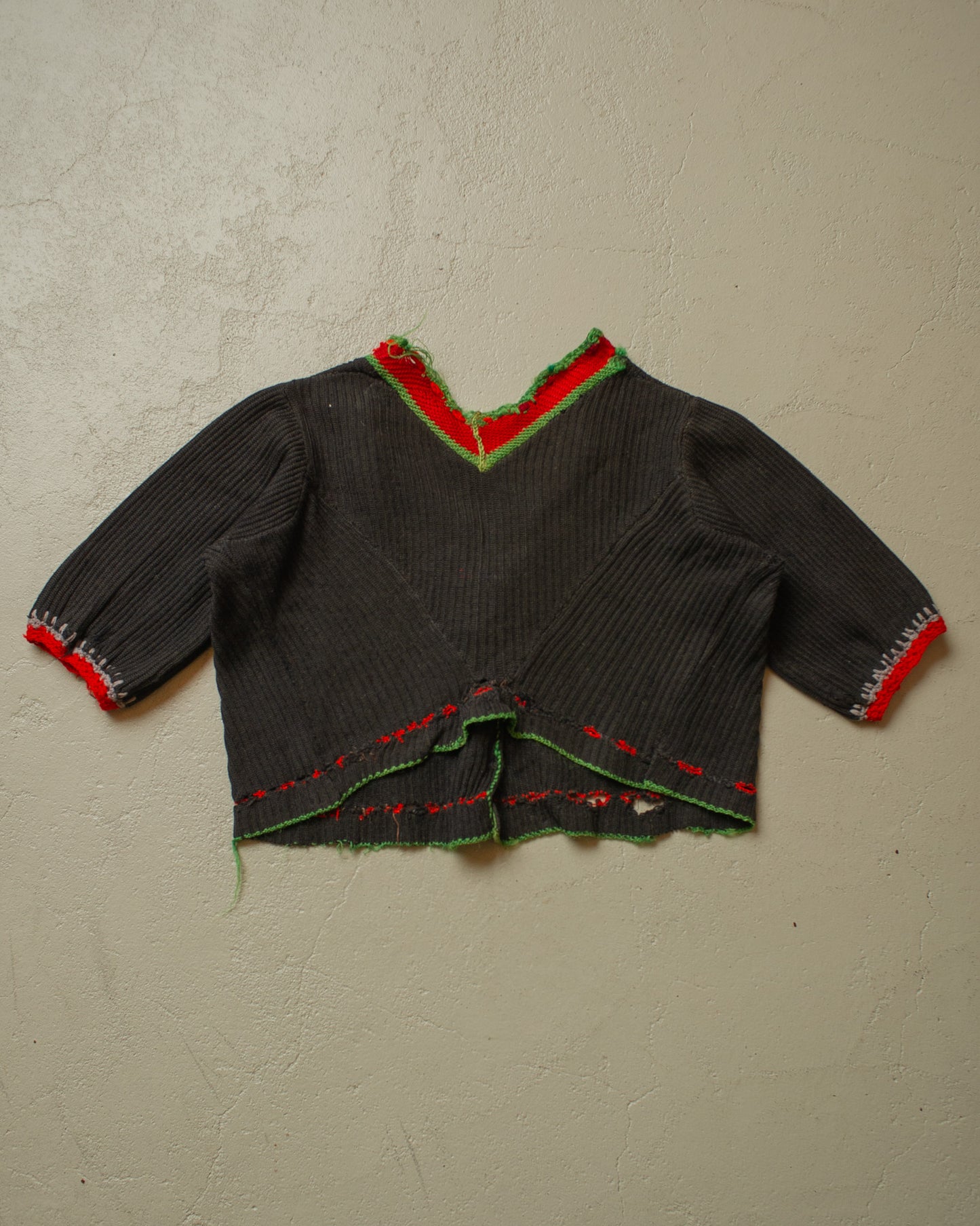 1920s/30s Womens Berchtesgaden Short Sleeve Knit Jacket black - S/M