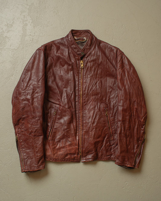 1950s/60s Leather Biker Jacket burgundy - L