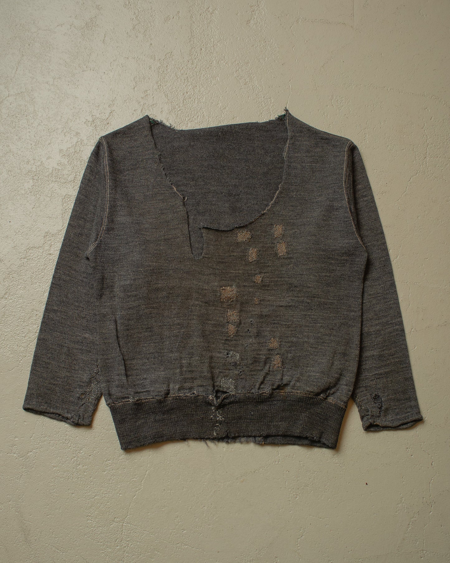 1930s/40s thrashed WW2 German Army Knit Sweater grey - S