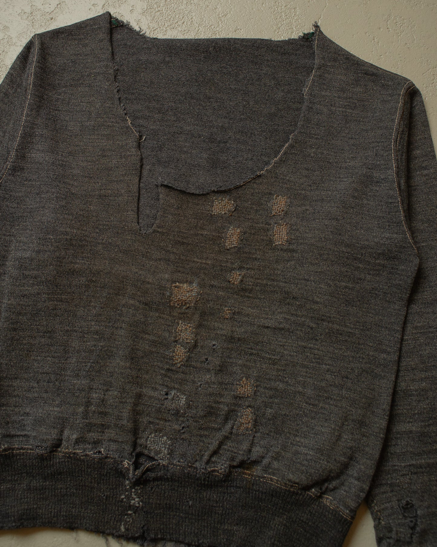 1930s/40s thrashed WW2 German Army Knit Sweater grey - S