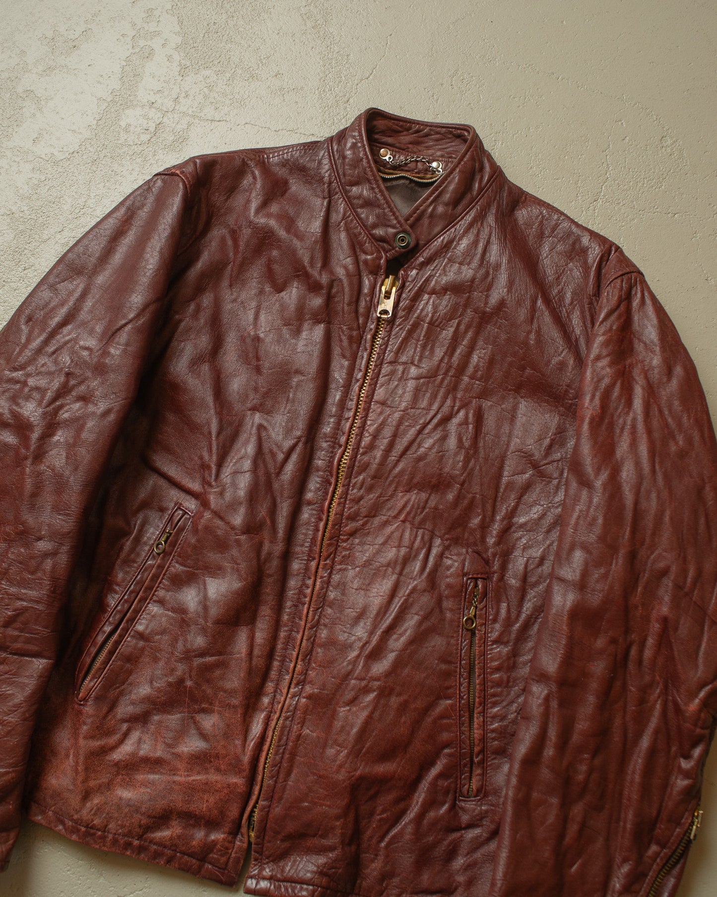 1950s/60s Leather Biker Jacket burgundy - L