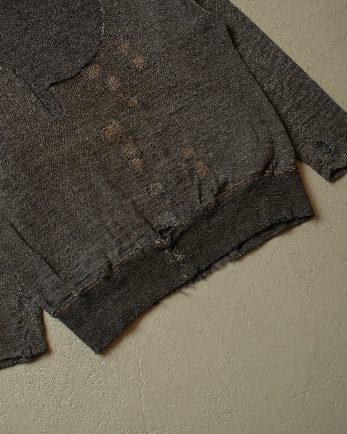 1930s/40s thrashed WW2 German Army Knit Sweater grey - S