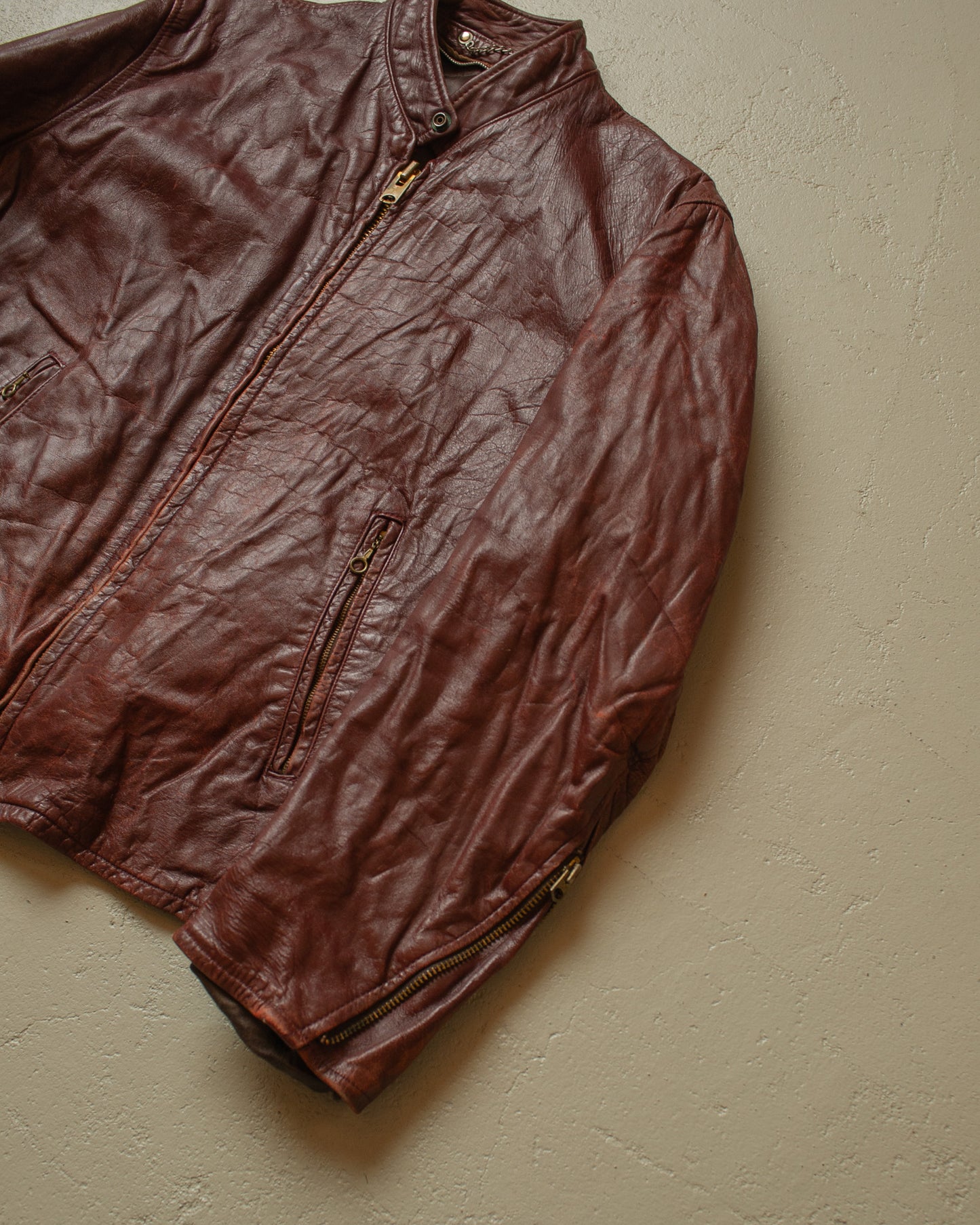 1950s/60s Leather Biker Jacket burgundy - L