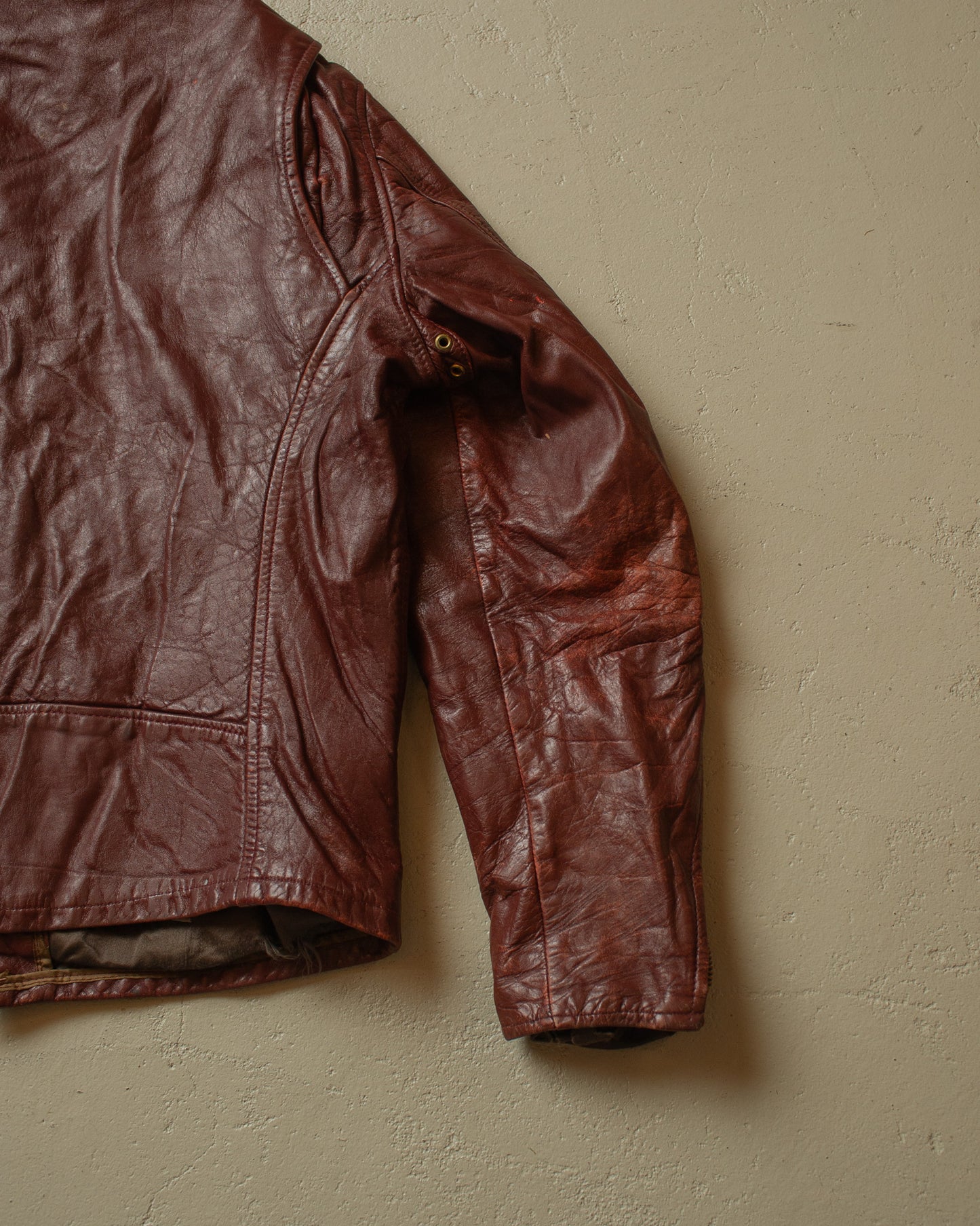 1950s/60s Leather Biker Jacket burgundy - L
