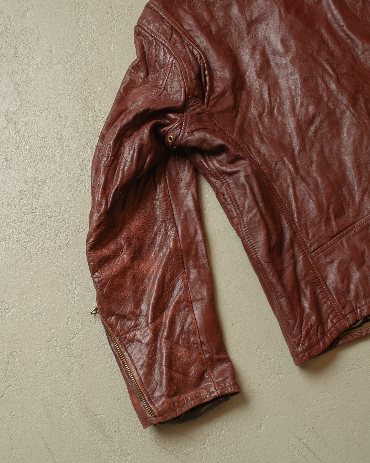 1950s/60s Leather Biker Jacket burgundy - L