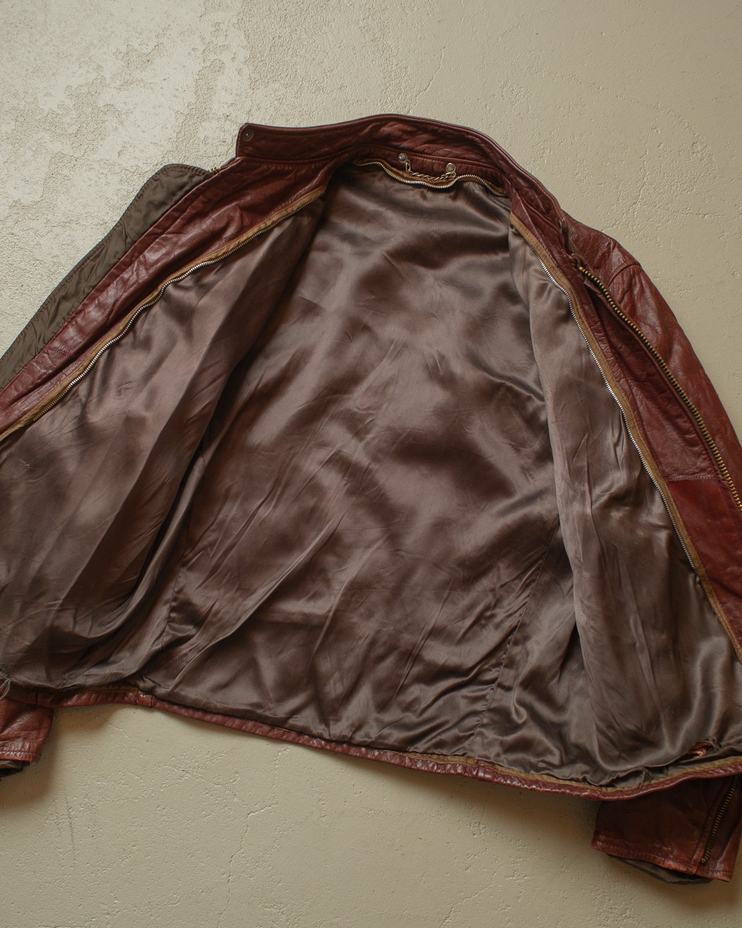 1950s/60s Leather Biker Jacket burgundy - L