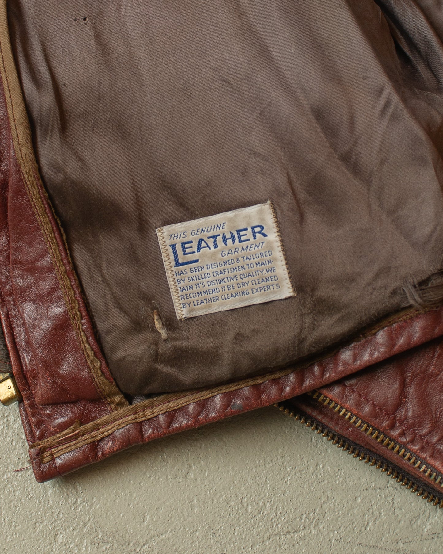 1950s/60s Leather Biker Jacket burgundy - L