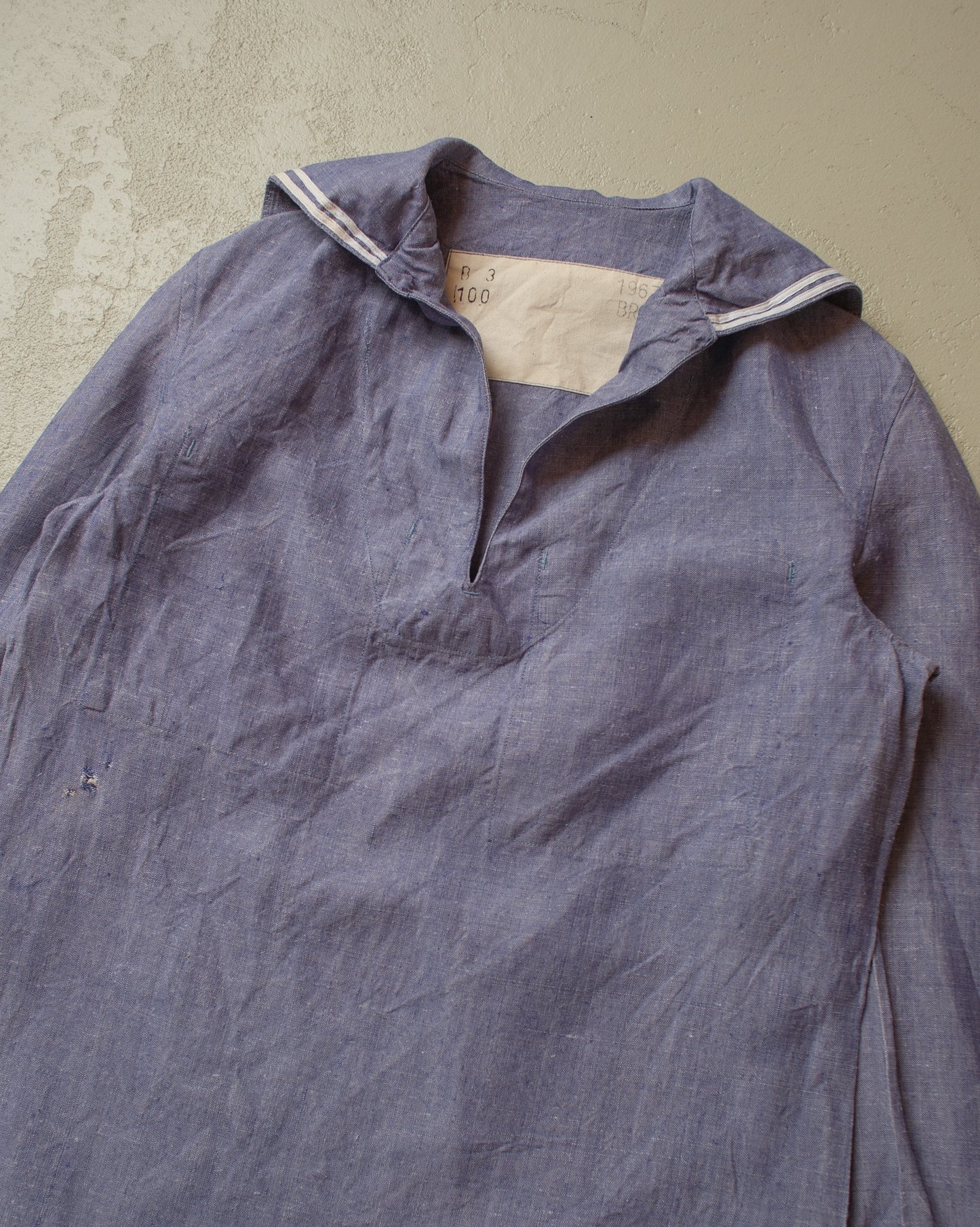 1967 French Navy Linen Sailor Shirt blue - XL