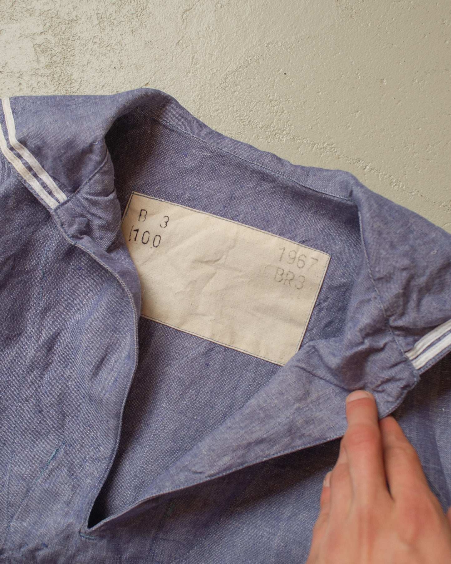 1967 French Navy Linen Sailor Shirt blue - XL