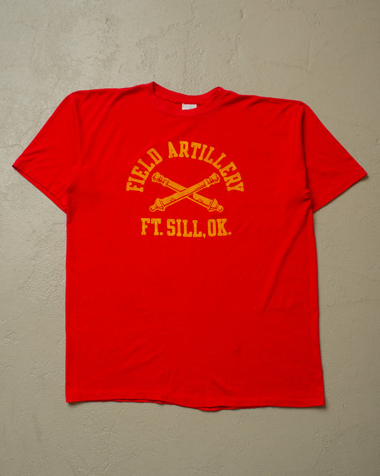 1990s US Army Field Artillery T-shirt red - L/XL