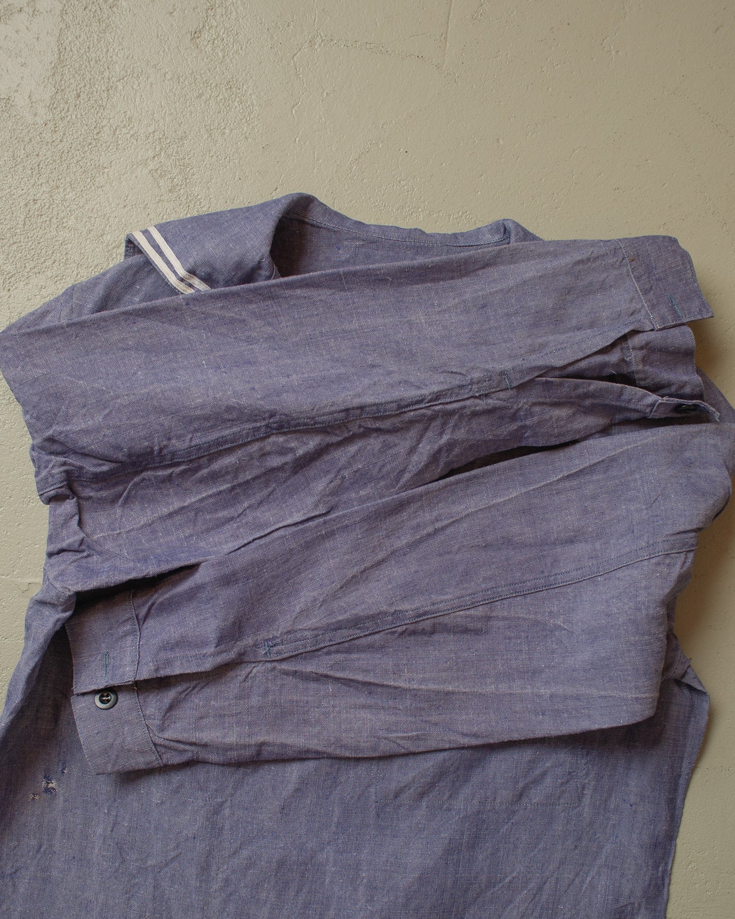 1967 French Navy Linen Sailor Shirt blue - XL