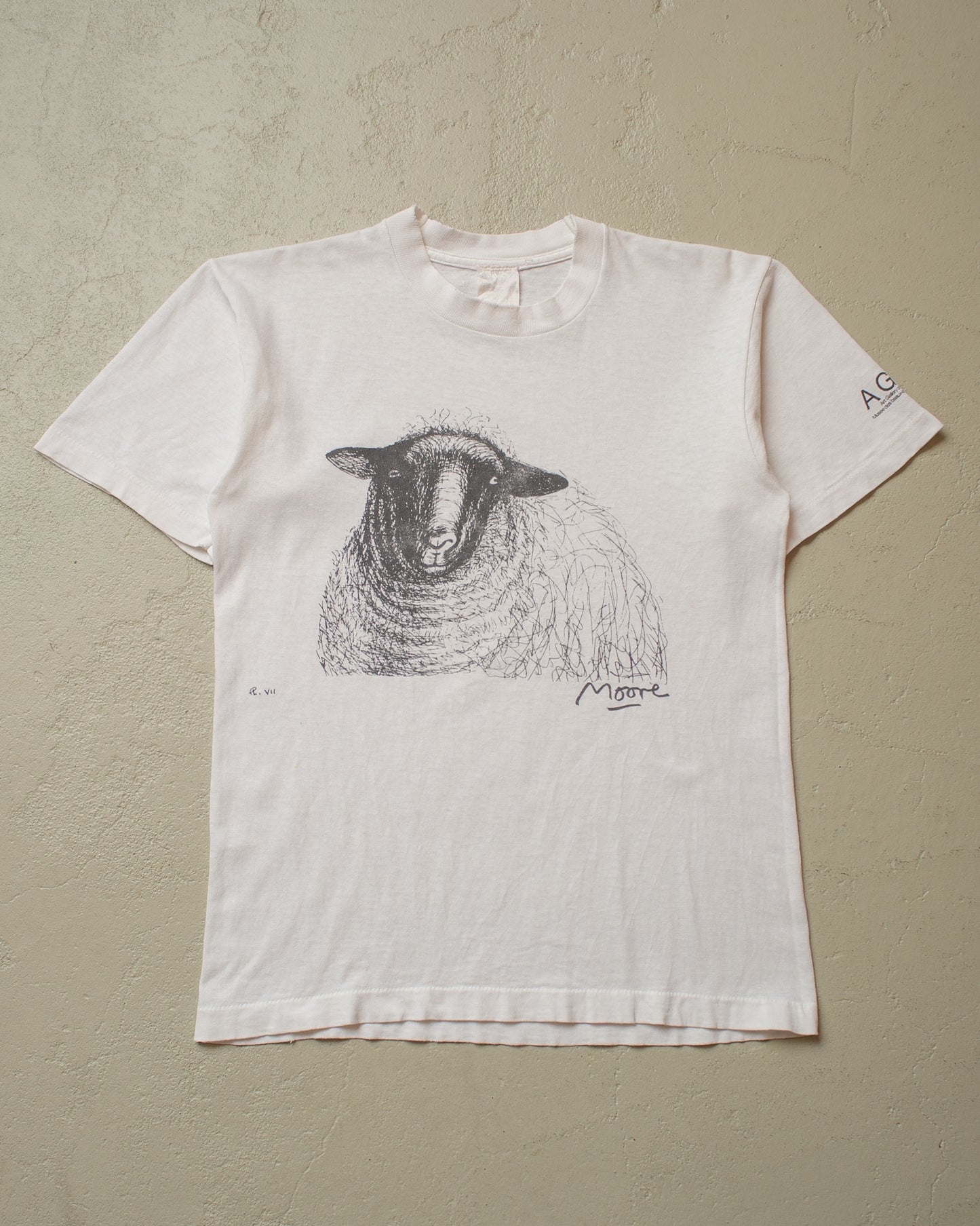 1980s Henry Moore Sheep Sketch T-shirt white - S