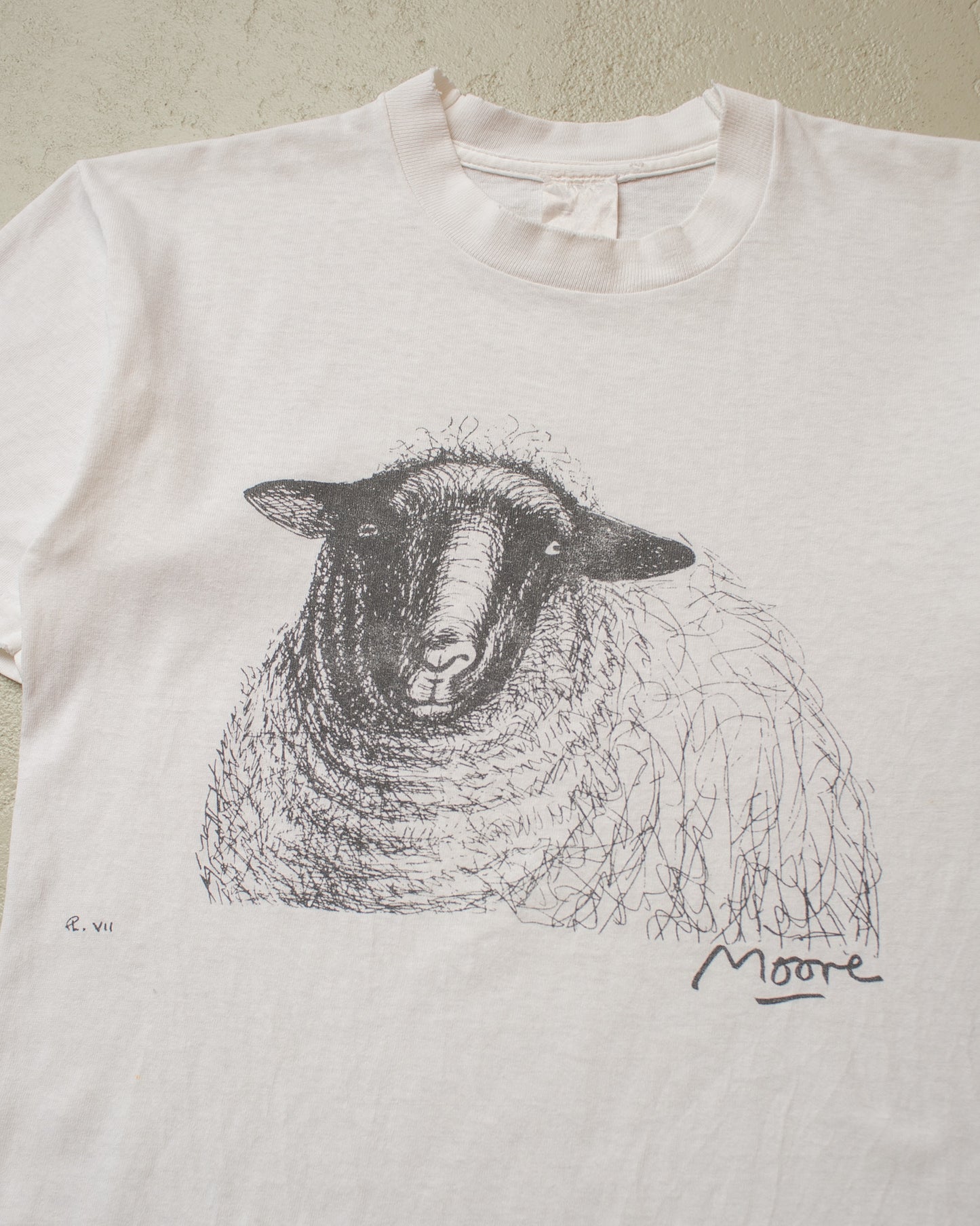 1980s Henry Moore Sheep Sketch T-shirt white - S