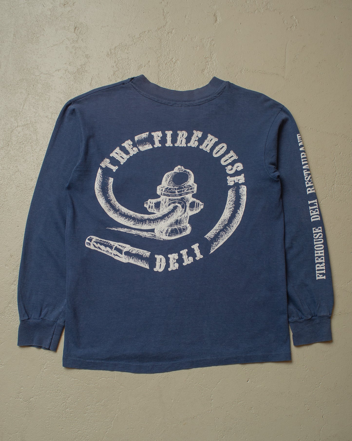 1980s Faded Firehouse Deli Longsleeve navyblue - S