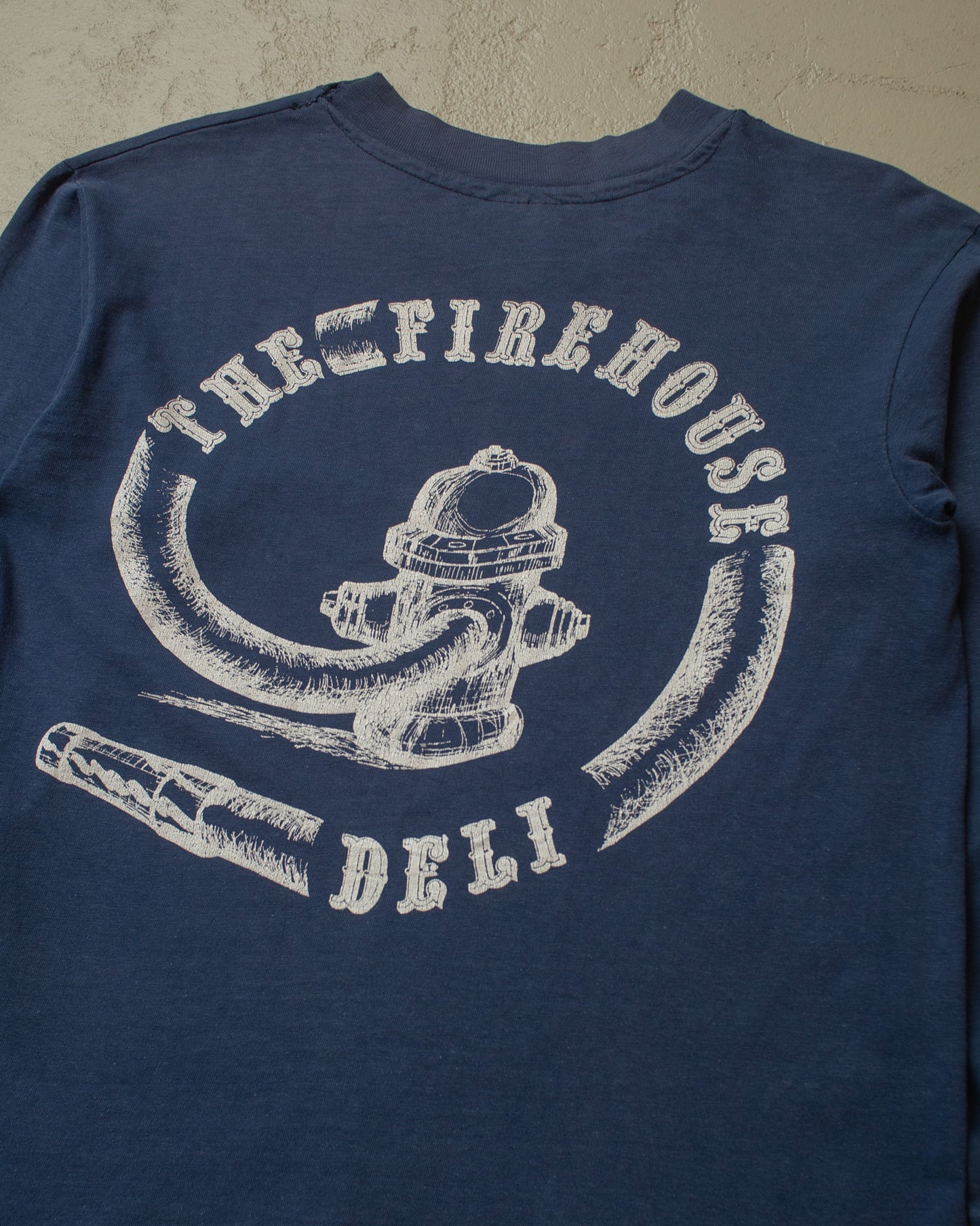 1980s Faded Firehouse Deli Longsleeve navyblue - S