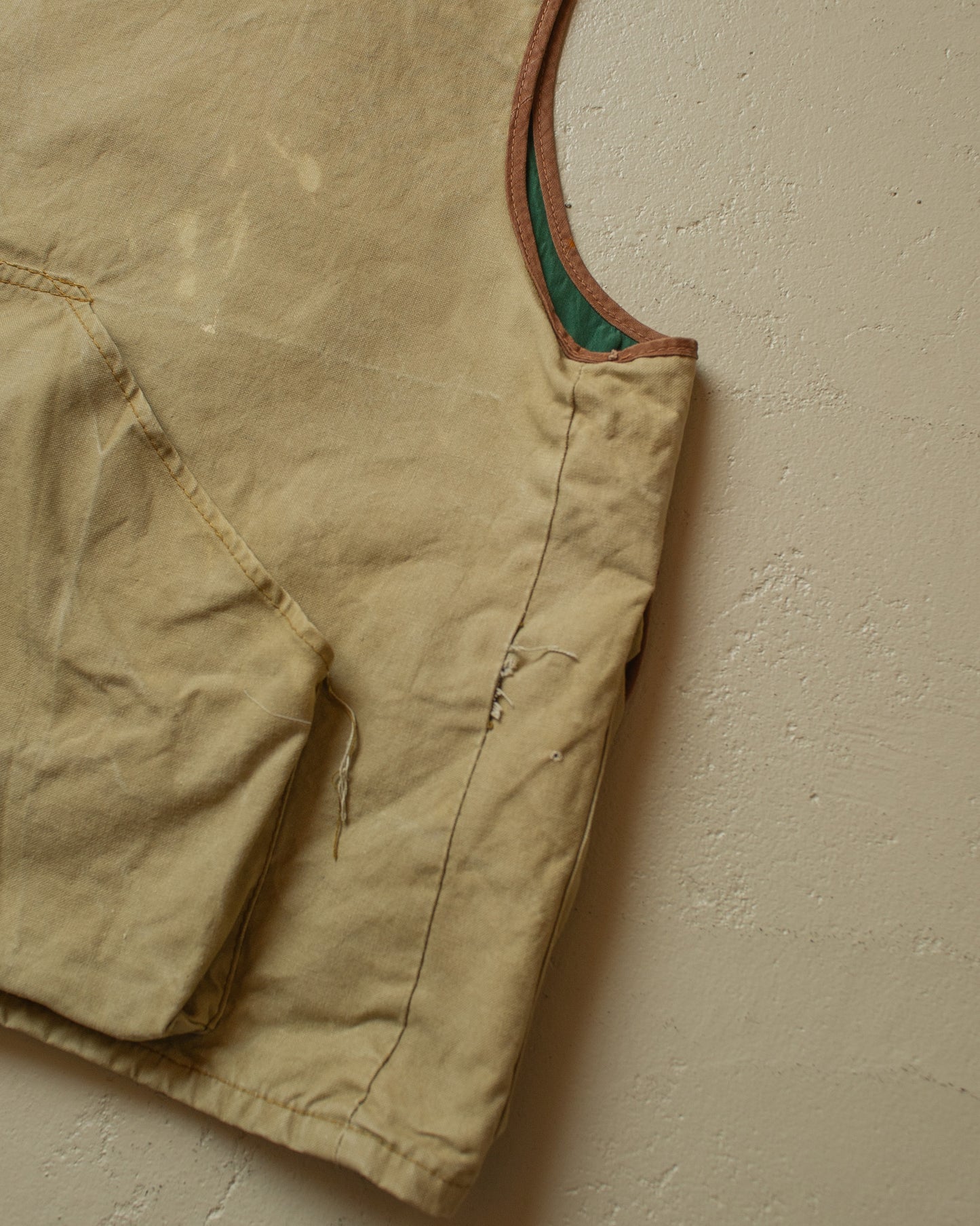 1970s distressed Fishing Vest khaki - M