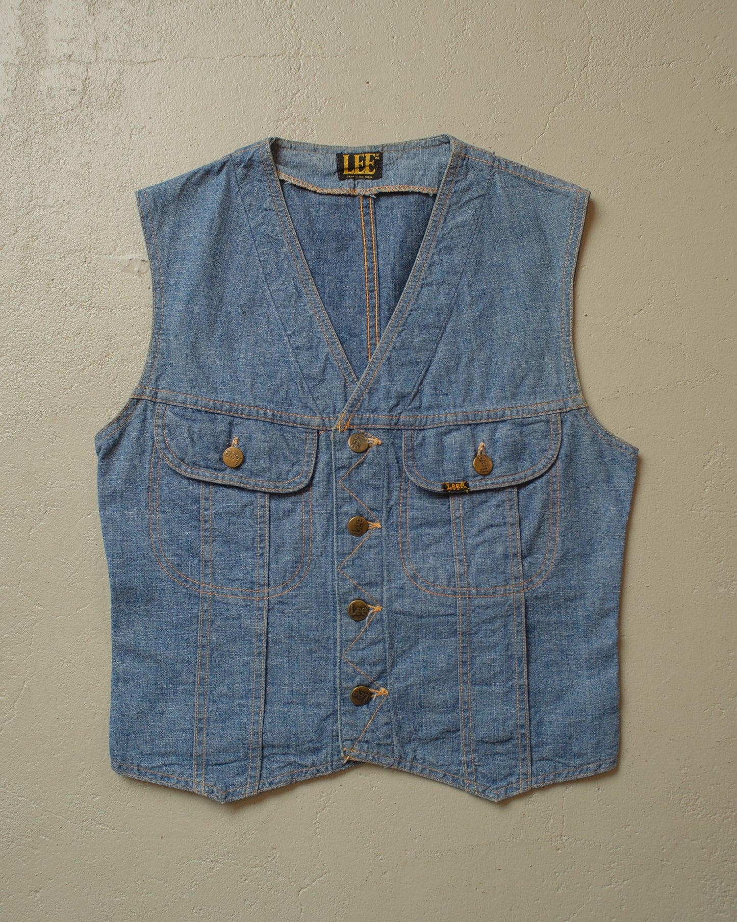 1970s Lee Denim Vest blue - S