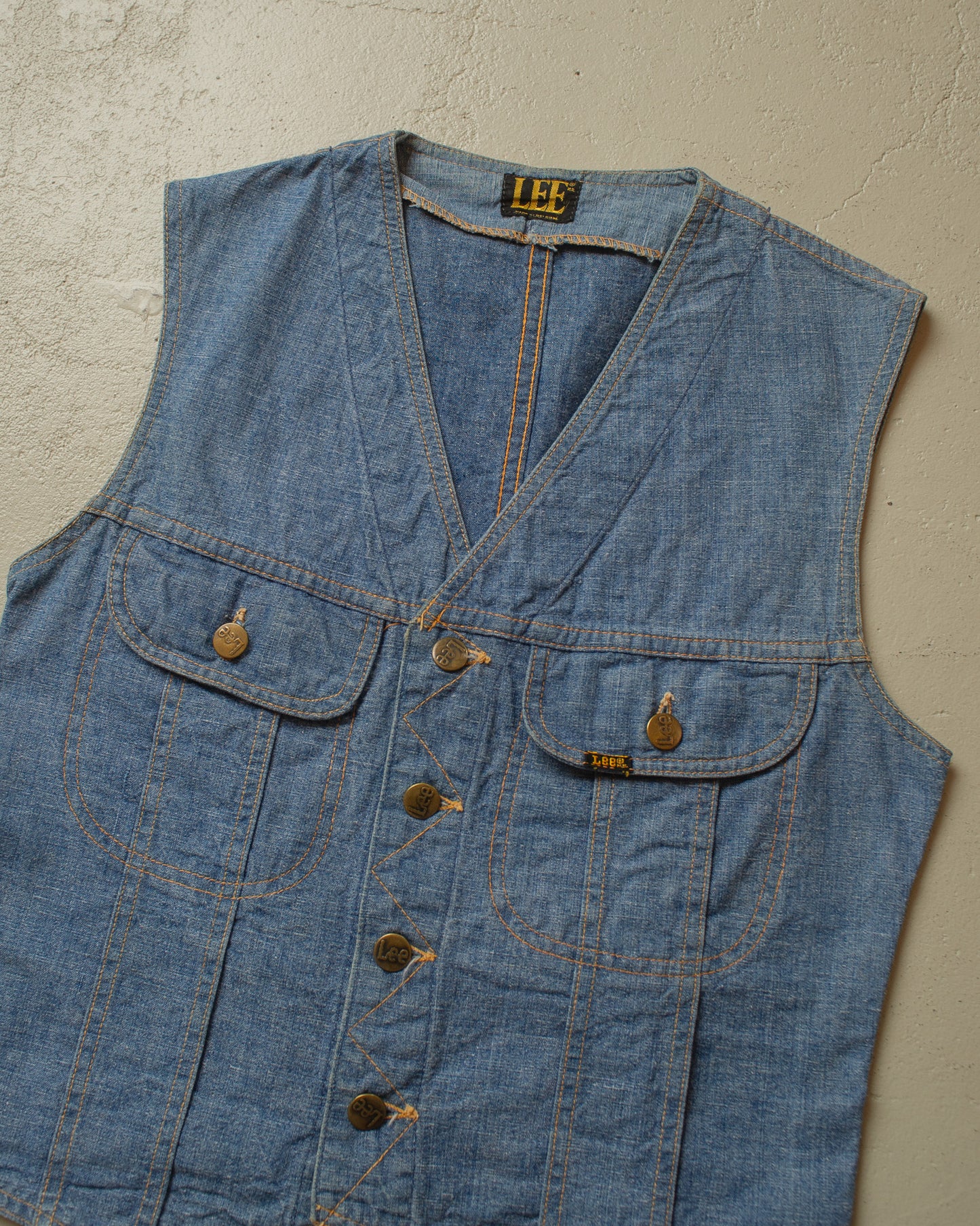 1970s Lee Denim Vest blue - S