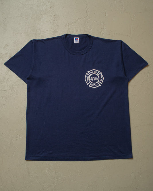 1980s/90s unworn Fire Department T-shirt navyblue - XL