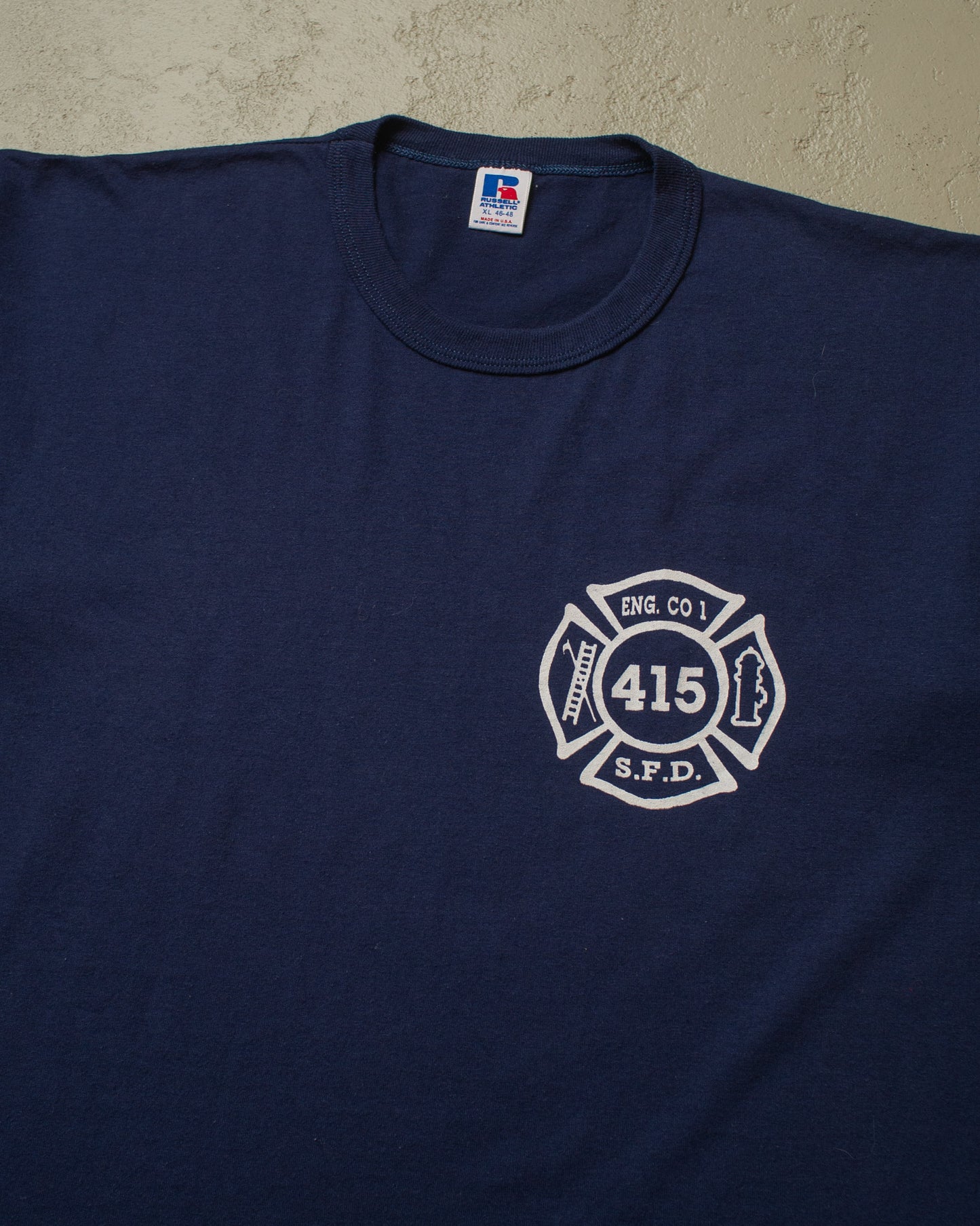 1980s/90s unworn Fire Department T-shirt navyblue - XL