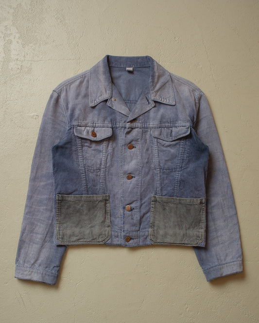1970s Mustang repaired Corduroy Jacket faded blue - S/M