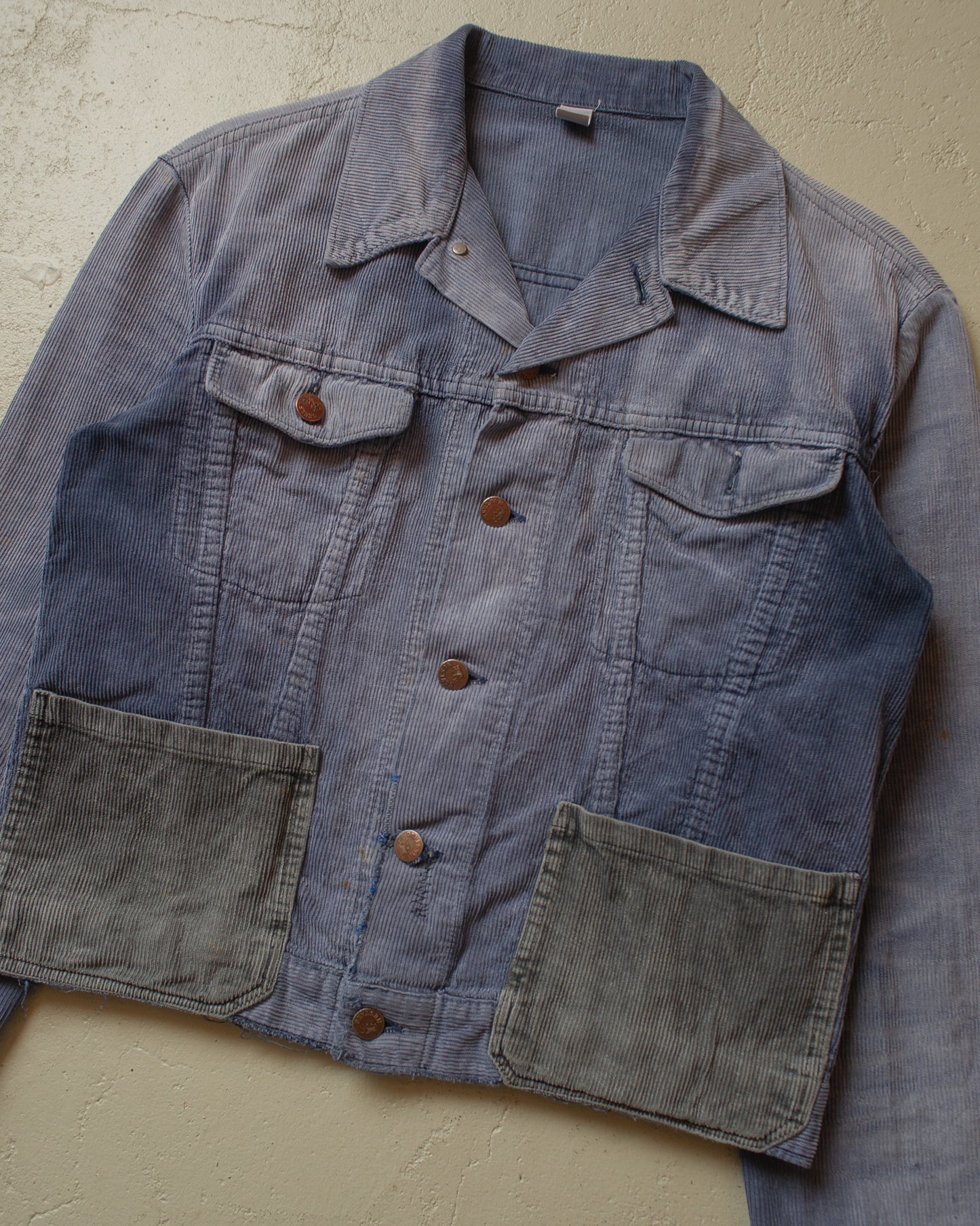 1970s Mustang repaired Corduroy Jacket faded blue - S/M