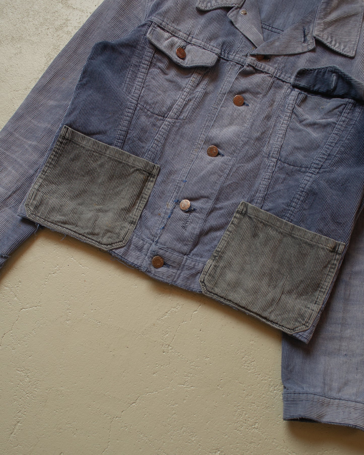 1970s Mustang repaired Corduroy Jacket faded blue - S/M