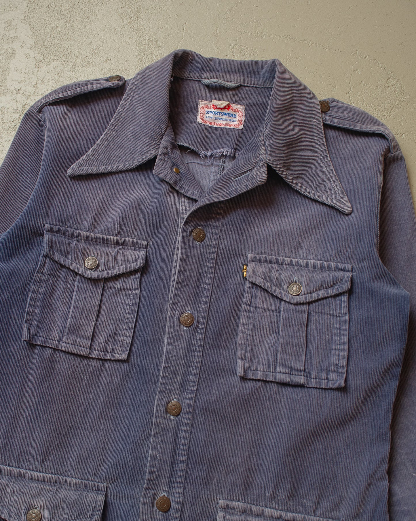 1960s Levi´s Big E Corduroy Safari Jacket faded blue - L/XL
