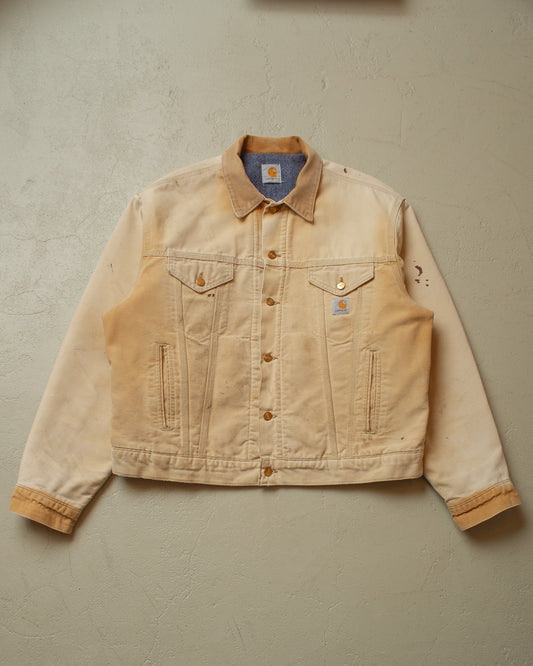 1990s Faded Carhartt lined Trucker Jacket beige - XL/XXL