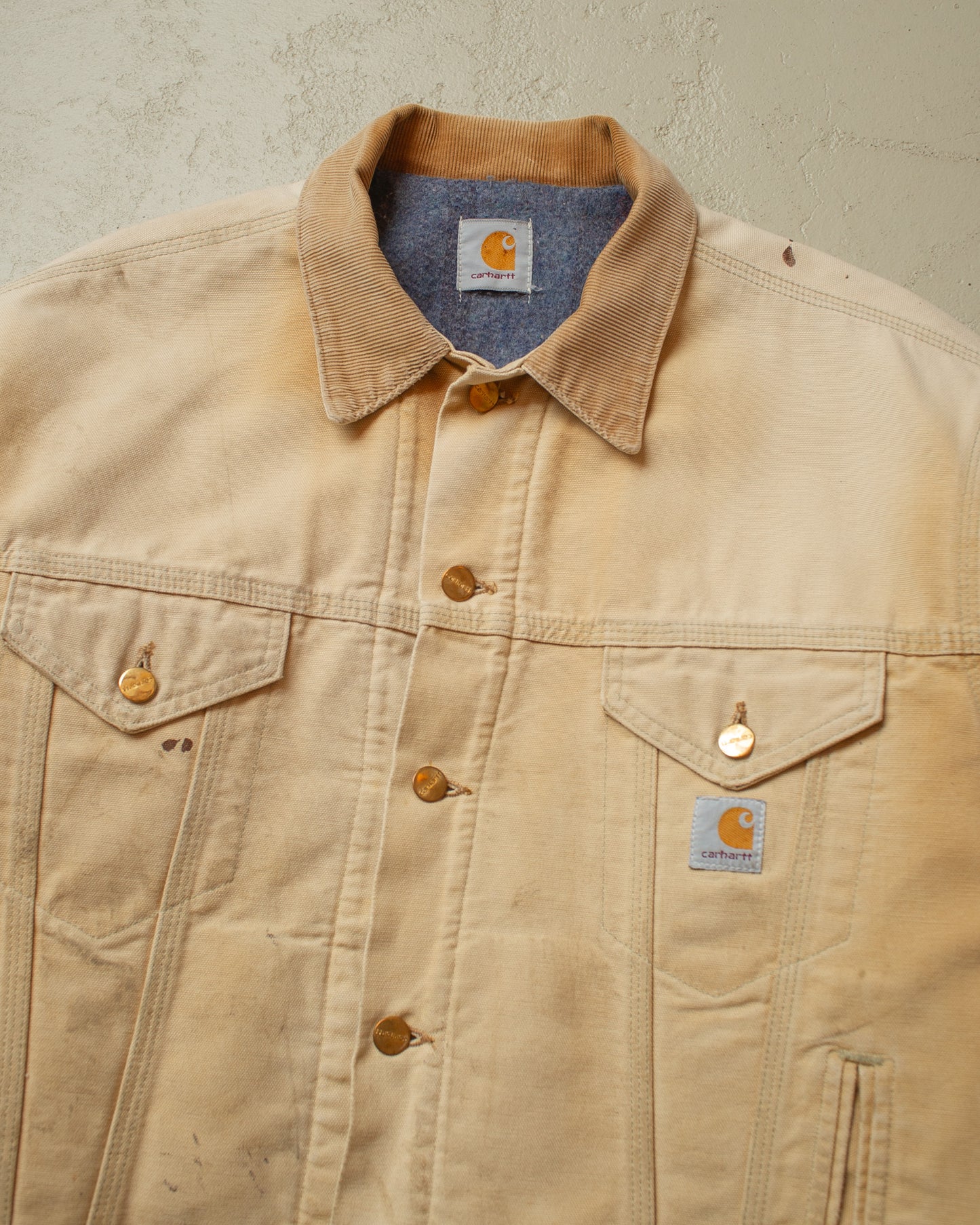 1990s Faded Carhartt lined Trucker Jacket beige - XL/XXL