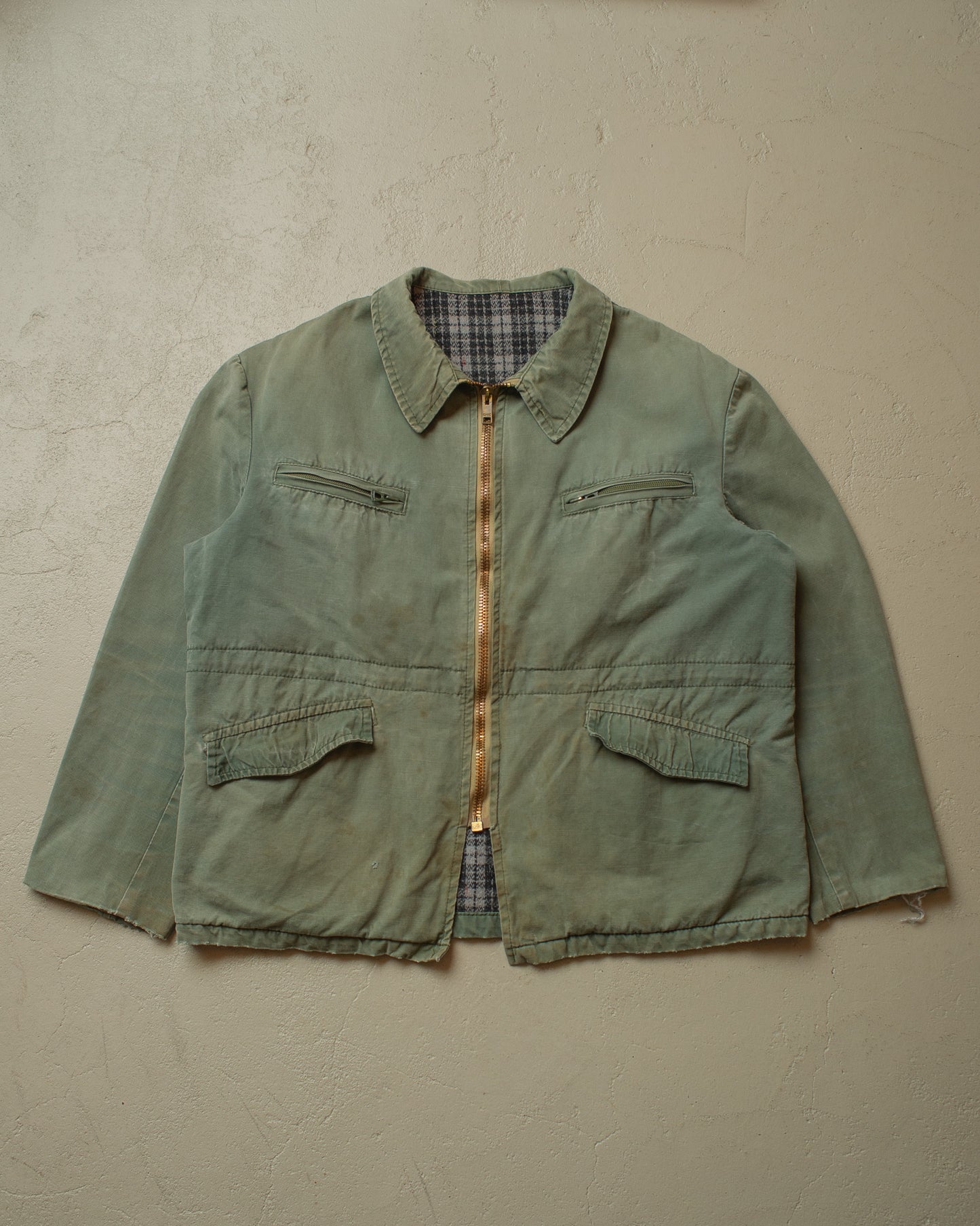 1960s/70s Faded Royal Hunter lined French Hunting Jacket green - M/L