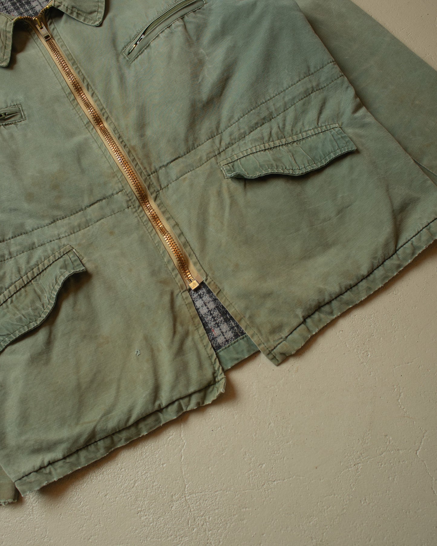 1960s/70s Faded Royal Hunter lined French Hunting Jacket green - M/L
