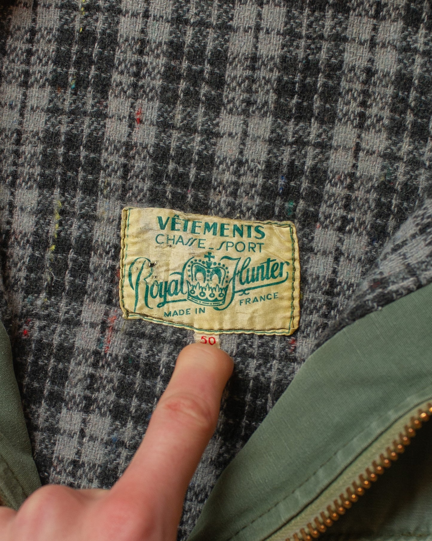 1960s/70s Faded Royal Hunter lined French Hunting Jacket green - M/L