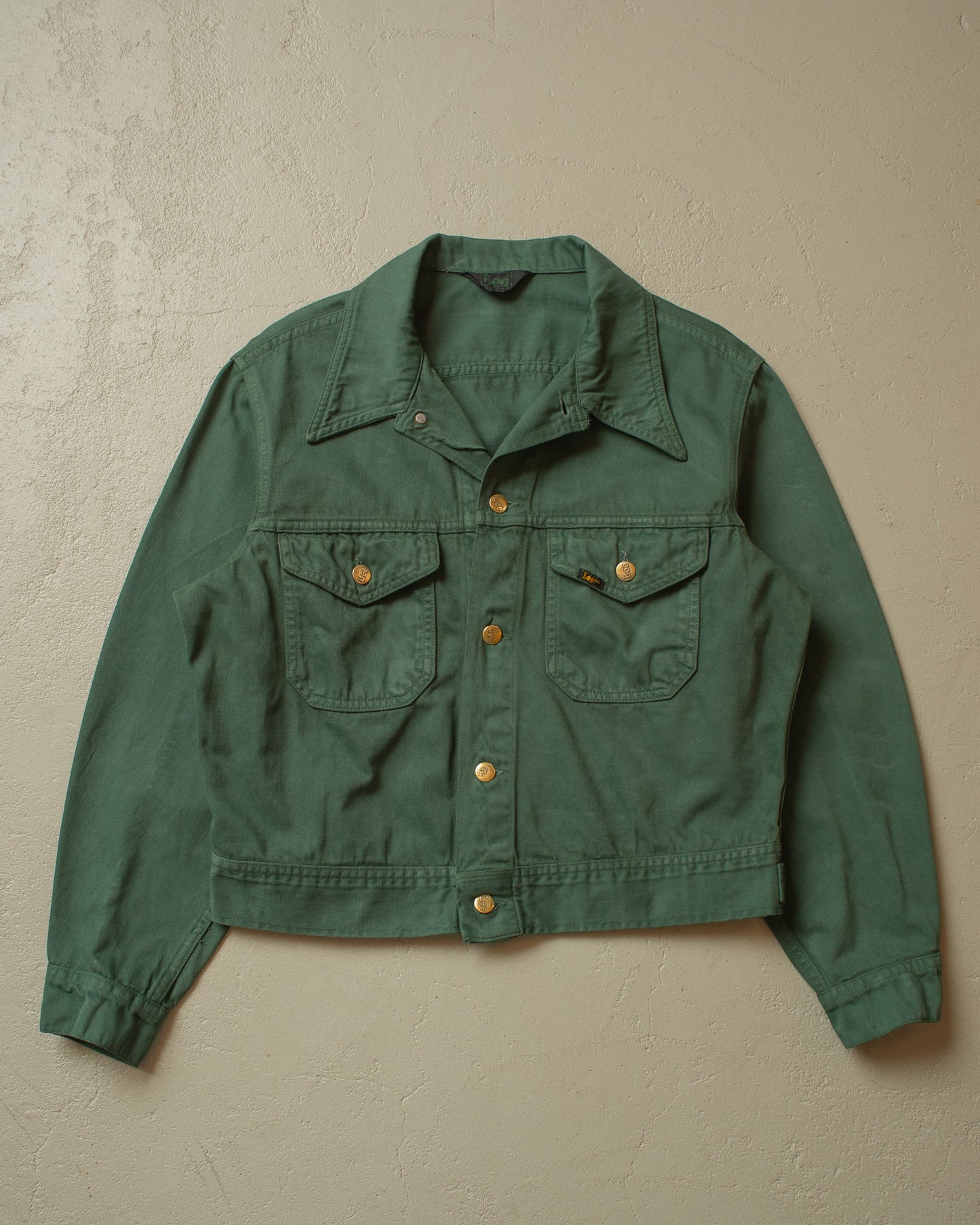 1970s Lee 2 Pocket Overdyed Denim Jacket green - L