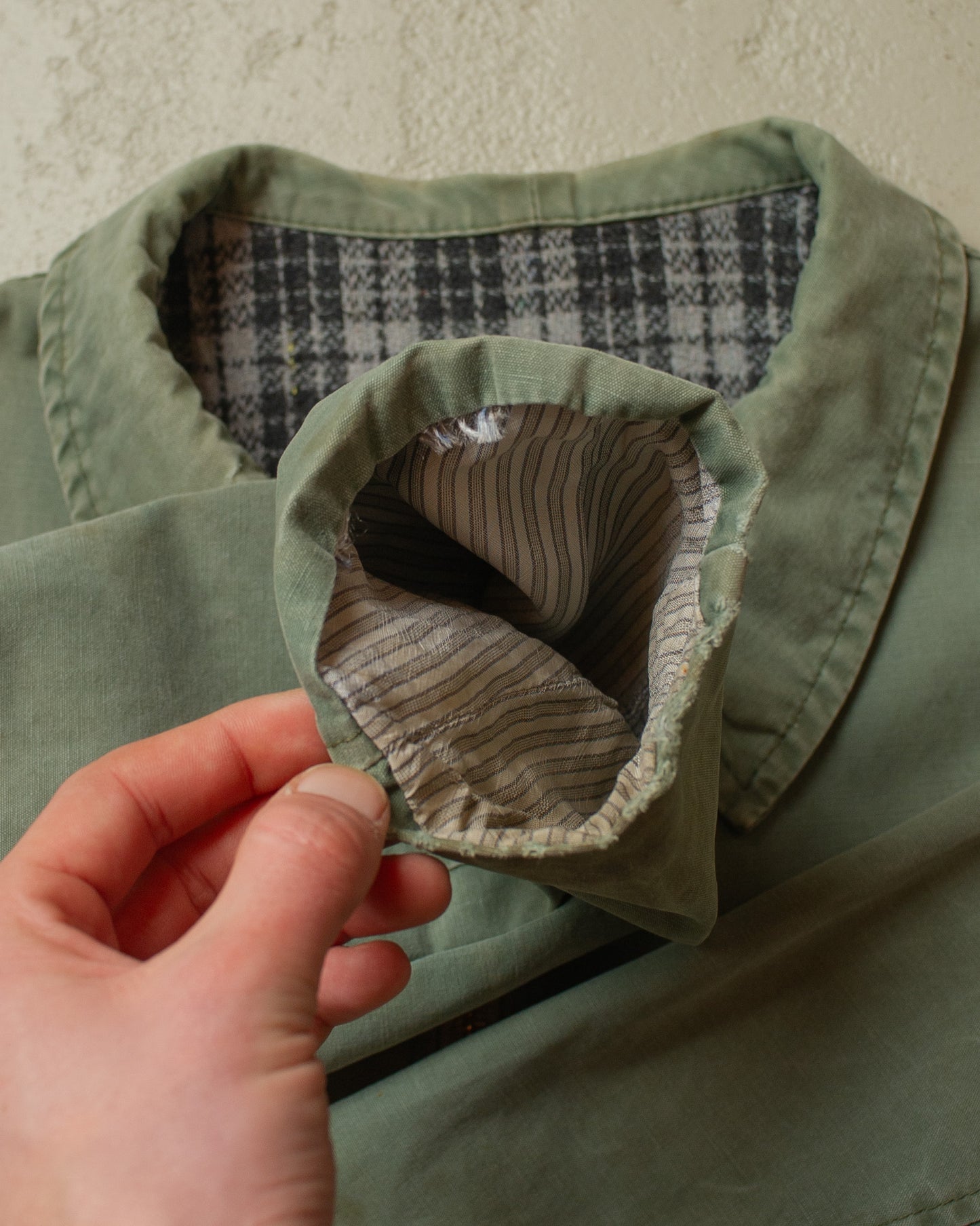 1960s/70s Faded Royal Hunter lined French Hunting Jacket green - M/L