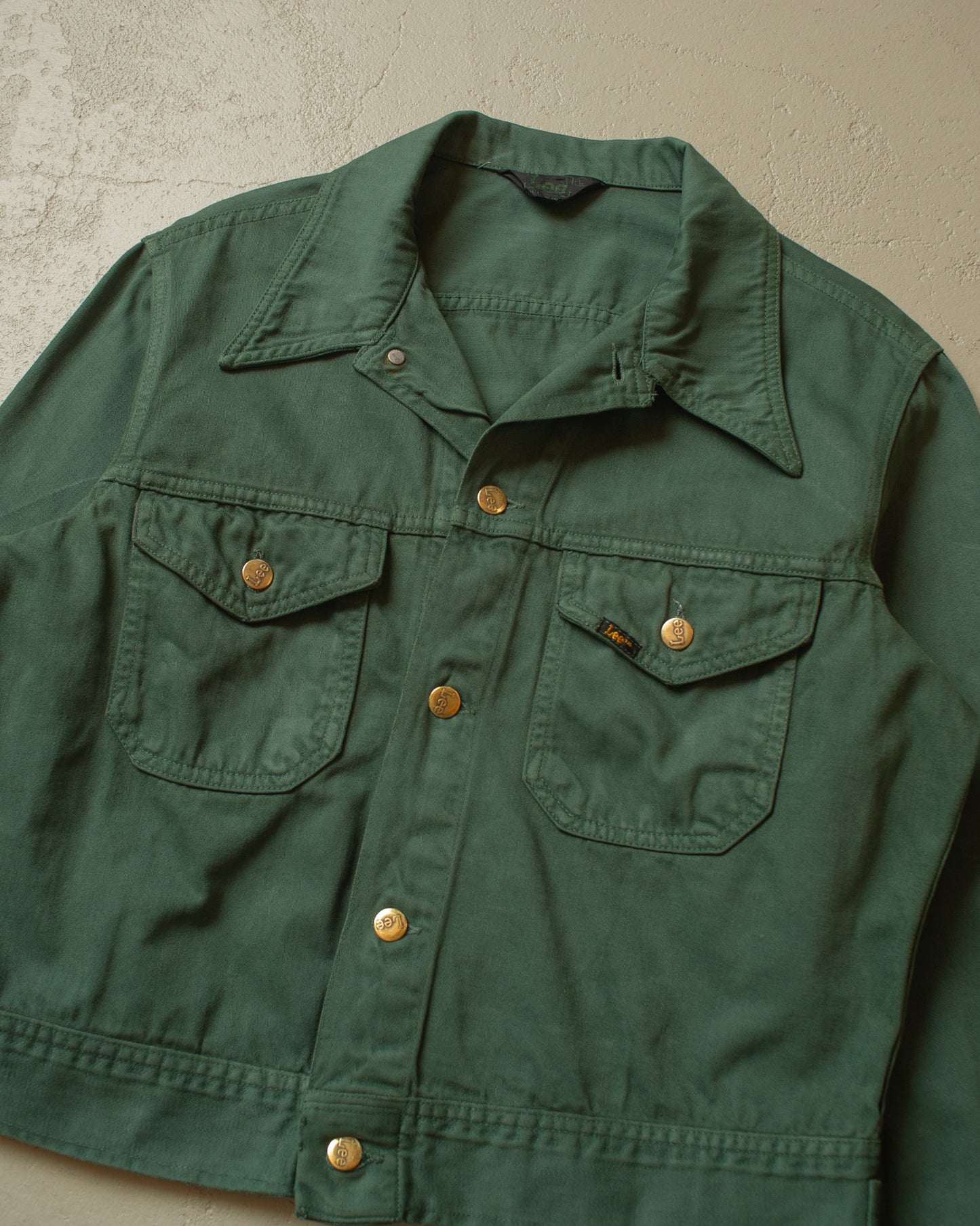 1970s Lee 2 Pocket Overdyed Denim Jacket green - L